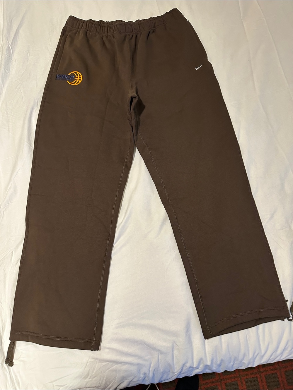 Nike Brown Sweatpants with Orange Basketball Accent